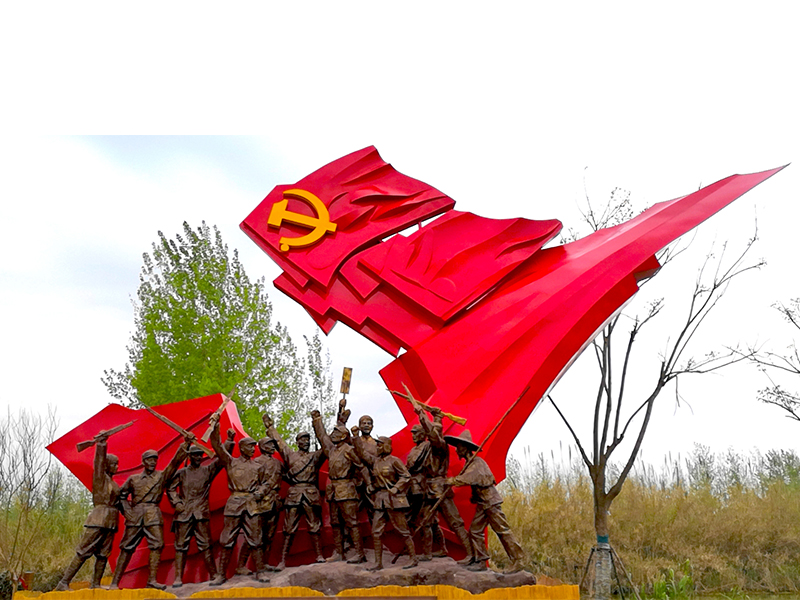 南京不锈钢红旗雕塑高7米